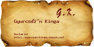 Gyurcsán Kinga névjegykártya